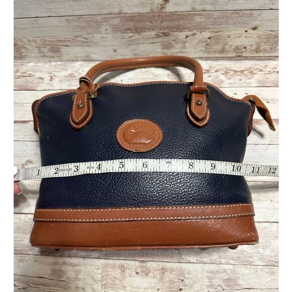 Dooney & Bourke Vintage Pebbled Leather Purse Satchel Navy Blue All Weather - Picture 12 of 12